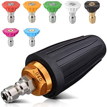 Load image into Gallery viewer, Bopopo 4000PSI Pressure Washer Turbo Nozzle Spray Tip 360° Rotating 1/4'' Quick Connect with 7 Spray Nozzle Tips Kit Multiple Degrees(0, 15, 25, 40 Degrees,Rinse1,Soap2) 4.0 GPM 4.0 Orifice.