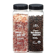 Load image into Gallery viewer, The Spice Lab Pink Himalayan Salt Coarse 2.2 Pound Tub & USDA Organic Tellicherry Peppercorns 18oz Tub - Combo Salt and Pepper Gift Pack - Pink Himalayan Salt for Grinder - Peppercorns for Grinder