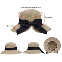 Load image into Gallery viewer, Verabella Sun Hat Womens Wide Brimed Floppy Hat Women's Hats UPF 50+ Foldable/Packable Straw Sun Beach Hat Pool Hat Straw Hat Women for Vacation, Beige/Coffee