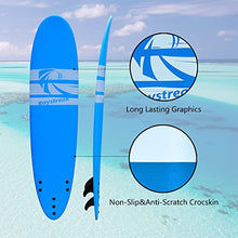 Load image into Gallery viewer, Raystreak Aggro 8ft Foam Surfboard High Performance Soft Top Longboard Fins and Leash Included(Blue)