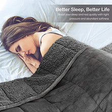 Load image into Gallery viewer, Wemore Sherpa Fleece Weighted Blanket for Adult, 15 lbs Dual Sided Cozy Fluffy Heavy Blanket, Ultra Fuzzy Throw Blanket with Soft Plush Flannel Top, 48 x 72 inches, Grey on Both Sides