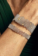 Load image into Gallery viewer, Mignon Faget HIVE Narrow Jeweled Sterling Silver Cuff with Honey Crystal