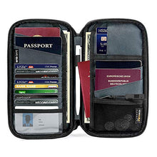 Load image into Gallery viewer, tomtoc Family Passport Holder with a Sim Card Slot and Eject Pin, RFID Blocking Travel Passport Wallet, Waterproof Ticket Document Organizer Bag with Chain Strap, Up to 6 Passports 9 Credit Cards
