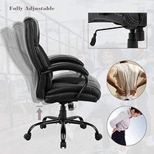 Load image into Gallery viewer, Big & Tall Heavy Duty Executive Chair 500 Lbs Heavyweight Rated Black PU Leather Task Rolling Swivel Ergonomic Executive Office Chair with Lumbar Support Armrest for Study Meeting Room