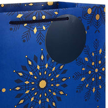 Load image into Gallery viewer, Hallmark Holiday Gift Bags Assorted Sizes (8 Bags: 3 Small 6", 3 Medium 9", 2 Large 13") Navy Blue and Gold Dots, Diamonds and Starry Snowflakes for Christmas, Hanukkah, Weddings, Graduations and More
