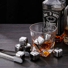 Load image into Gallery viewer, zanmini Stainless Steel Reusable Ice Cubes, Metal Whiskey Stones, Whiskey Rocks Chilling Stones with Tongs for Wine - Whiskey Stones Gift Set (Set of 8)