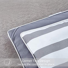 Load image into Gallery viewer, Brermer All Season Queen Soft Quilted Down Alternative Comforter, Hotel Collection Reversible Duvet Insert with 8 Corner Tabs, Winter Warm Fluffy Lightweight, 88x88 inches Grey/White Stripe