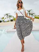 Load image into Gallery viewer, Naggoo High Waist Skirts for Women Women's Floral Print Midi Skirt with Pockets(Black Floral,S)