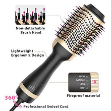 Load image into Gallery viewer, Hot Air Brush, Bongtai Hair Dryer Brush Hair Dryer & Volumizer 3 in 1 Brush Blow Dryer Styler for Rotating Straightening, Curling, Salon Negative Ion Ceramic Blow Dryer Brush(Golden)
