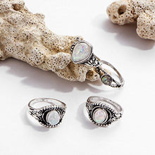 Load image into Gallery viewer, Fheaven 8PC Boho Jewelry Silver Natural Gemstone Marquise Moonstone Beads Personalized Ring Girs Women Gift (8PC)