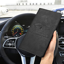 Load image into Gallery viewer, Car Registration and Insurance Card Holder,Tildosac Premium PU Leather Vehicle Glove Box Paperwork Wallet Case Document Organizer for Driver's License Key Information Cards With Magnetic Closure Black