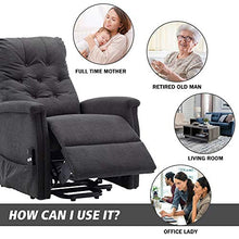 Load image into Gallery viewer, Power Lift Recliner Chair Single Recliner Chair Living Room Sofa Recliner Electric Soft Fabric Recliner Chair Remote Control Chair