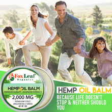 Load image into Gallery viewer, Foxleaf Organics Hemp Oil Balm w/Arnica & Turmeric | 2,000 MG | Unscented | All Natural Formula | Made in USA – 2oz