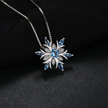 Load image into Gallery viewer, JewelryPalace Snowflake Genuine Swiss Blue Topaz Solid 925 Sterling Silver Pendant Necklace 18 Inches Box Chain