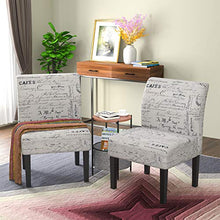 Load image into Gallery viewer, mecor Modern Armless Accent Chairs Set of 2, Upholstered Fabric Dining Chairs w/Solid Wood Legs for Dining Living Room Sofa (Letter-Print, Beige)