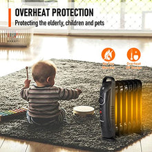 Load image into Gallery viewer, Oil Filled Radiator Heater Electric – 700W Portable Space Heater with Thermostat,Super Quiet Oil Heater,Overheat Protection for Home, Office, Automatic Radiator Heater