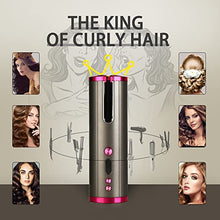 Load image into Gallery viewer, Automatic Hair Curler, Portable Auto Hair Curling Iron Wand with LCD Display, Adjustable 5 Temperature, Curls and Timer Settings, Fast Heating for Hair Styling (Gray)