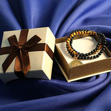 Load image into Gallery viewer, COAI Tree of Life Pendant Tiger Eye Obsidian Stone 108 Beads Mala Necklace
