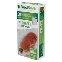 Load image into Gallery viewer, FoodSaver 1-Quart Precut Vacuum Seal Bags with BPA-Free Multilayer Construction for Food Preservation, 20 Count
