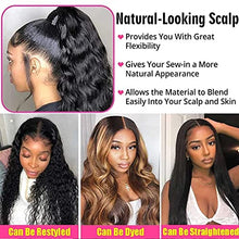 Load image into Gallery viewer, 13x4 Body Wave Lace Front Wigs Human Hair Wigs for Black Women Glueless Lace Frontal Wigs Brazilian Virgin Human Hair Pre Plucked Bleached Knots Natural Color Wet and Wavy (30 Inch, Body Wave Wigs)