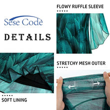 Load image into Gallery viewer, SeSe Code Chiffon Tops for Women Work Casual Summer Ruffle Sleeve Top Sheer Blouses Crew Neck Shirts for Women Dressy Tops for Evening Wear Blue Grey 2XL