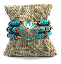 Load image into Gallery viewer, Blue Howlite Turquoise & Copper Southwestern Tribal Jewelry for Men Women Bracelet