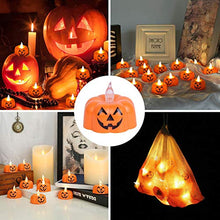 Load image into Gallery viewer, Halloween Pumpkin Lights Flameless Candles - Luminicious Flickering, Operated LED Pumpkin Light for Holiday Theme Parties Decor - 12 Pack