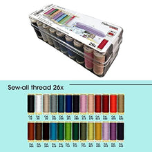 Load image into Gallery viewer, Sewing starter kit including 26 Gutermann sewing thread 100m spools and a Brother sewing machine. Sewing kit for adults with sewing thread and Brother PE550D 4” x 4” Embroidery Machine