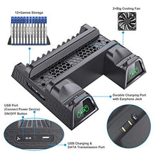 Load image into Gallery viewer, PS4 Stand Cooling Fan Station for Playstation 4/PS4 Slim/PS4 Pro, OIVO PS4 Pro Vertical Stand with Dual Controller EXT Port Charger Dock Station and 12 Game Slots