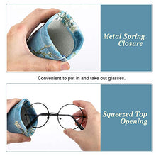Load image into Gallery viewer, MoKo Squeeze Top Sunglasses Case, (2 Pack) Portable Eyeglass Pouch Sunglass Goggles Soft Case Protective Eyewear Case Bag Glasses Holder for Women with Cleaning Cloth, Black & Almomd Blossom