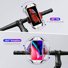 Load image into Gallery viewer, IPOW Bike Phone Mount Holder with Durable Metal Base Silicone Clamp Rubber Band Bicycle Motorcycle Phone Mount Holder Universal Phone Holder for Bike Fit 0.6"-1.2" Handlebars iPhone, Samsung Galaxy