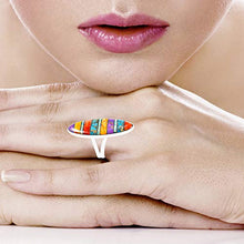 Load image into Gallery viewer, Turquoise Ring Sterling Silver 925 Genuine Gemstones Size 6 to 11 (Choose Color) (8)