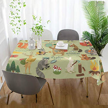 Load image into Gallery viewer, ALAZA Camping Animals Jungle Fox Bear Rabbit Tablecolth Table Cover for Party Dining Room Kitchen Decor,54 X 72,Stain and Wrinkle Resistant Washable Rectangle Table Cloth
