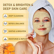 Load image into Gallery viewer, Turmeric Vitamin C Clay Facial Mask, Turmeric Mud Mask for Deep Cleansing Pores, Removing Blackheads, Dirt, Oil, Turmeric Detoxifying Mask with Soft Brush (4.25oz) (01.Mask)