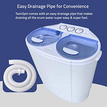 Load image into Gallery viewer, Garatic Portable Compact Mini Twin Tub Washing Machine w/Wash and Spin Cycle, Built-in Gravity Drain, 13lbs Capacity For Camping, Apartments, Dorms, College Rooms, RV’s, Delicates and more