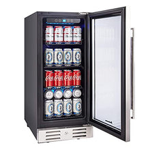 Load image into Gallery viewer, Kalamera 15 & 24 inch 96 or 154 Cans Capacity Beverage Cooler - Built in Counter or Freestanding - for Soda, Water, Beer or Wine - For Kitchen or Bar with Blue Interior Light