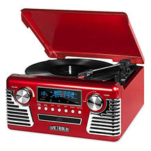 Load image into Gallery viewer, Victrola 50's Retro Bluetooth Record Player & Multimedia Center with Built-in Speakers - 3-Speed Turntable, CD Player, AM/FM Radio | Vinyl to MP3 Recording | Wireless Music Streaming | Red