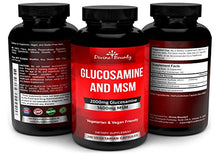 Load image into Gallery viewer, Glucosamine Sulfate Supplement (2000mg per Serving) with MSM - 240 Small Vegetarian Capsules - No Shellfish, GMO's or Harmful Additives