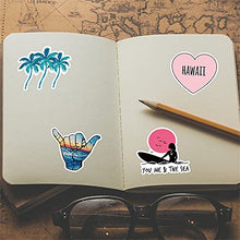 Load image into Gallery viewer, 100 Pcs Hawaii Summer Stickers , Waterproof Vinyl Decals for Surfboard Water Bottles Guitar Laptop Luggage Skateboard Refrigerator Scrapbooking Beach Vacation Decorate Gift for Teens Kids