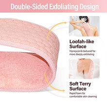 Load image into Gallery viewer, 2 Pack 36.5 Inch Long Loofah Back Scrubber Set with Exfoliating Glove and Sponge Pad for Women and Men, Beige & Pink