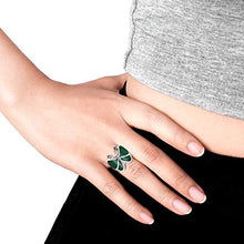 Load image into Gallery viewer, AeraVida Big Green Malachite Butterfly .925 Sterling Silver Ring (7)