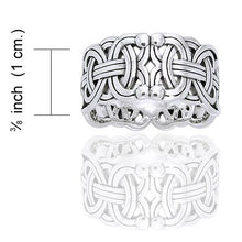 Load image into Gallery viewer, Viking Braided Wedding Band Borre Knot Norse Celtic 10mm Sterling Silver Ring Size 9(Sizes 4,5,6,7,8,9,10,11,12,13,14,15)