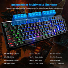 Load image into Gallery viewer, Rechargeable Keyboard and Mouse,Suspended Keycap Mechanical Feel Backlit Gaming Keyboard Mice Combo,Wireless 2.4G Drive Free,Adjustable Breathing Lamp,Anti-ghosting,4800 mAh Battery for Laptop Pc Mac