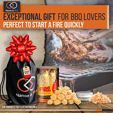 Load image into Gallery viewer, Nanoo and Bee Friendly Fire Starters with a Twist: Approx 45 Wood Fiber Wax Lighters Plus Wood Chips and Bag for Campfires, Fireplaces, BBQs, Smokers