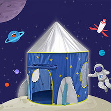 Load image into Gallery viewer, Qi Peng Children's Tent Game House ,Rocket Ship Tent ,Spaceship Tent for Kids ,Portable Foldable Pop Up Tent Blue Star Boys Girls