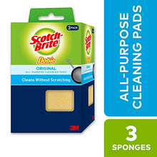 Load image into Gallery viewer, Scotch-Brite Dobie Cleaning Pads, Ideal for Washing Dishes, Cleaning Kitchen and Bathroom, Scours Without Scratching, 3 Pads
