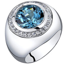 Load image into Gallery viewer, Mens 5.50 Carats London Blue Topaz Signet Ring Sterling Silver Size 10