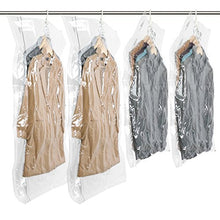 Load image into Gallery viewer, Hanging Vacuum Space Saver Bags for Clothes, Set of 4 (2 Long 53"x27.6", 2 Short 41.3"x27.6"),Vacuum Seal Storage Bag Clear Bags for Suits, Dress or Jackets, Closet Organizer
