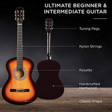 Load image into Gallery viewer, Best Choice Products 38in Beginner All Wood Acoustic Guitar Starter Kit w/Case, Strap, Digital Tuner, Pick, Strings - Sunburst