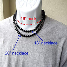 Load image into Gallery viewer, 8mm Black Onyx Mens Necklace, Sterling Silver Accents, 18-24in Custom Length - Handcrafted in USA
